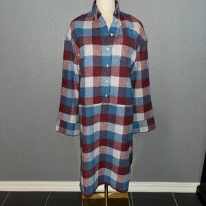 I R O JEANS SOANE FLANNEL BUFFALO PLAID POP-OVER MIDI SHIRT DRESS - EUC -Size 36